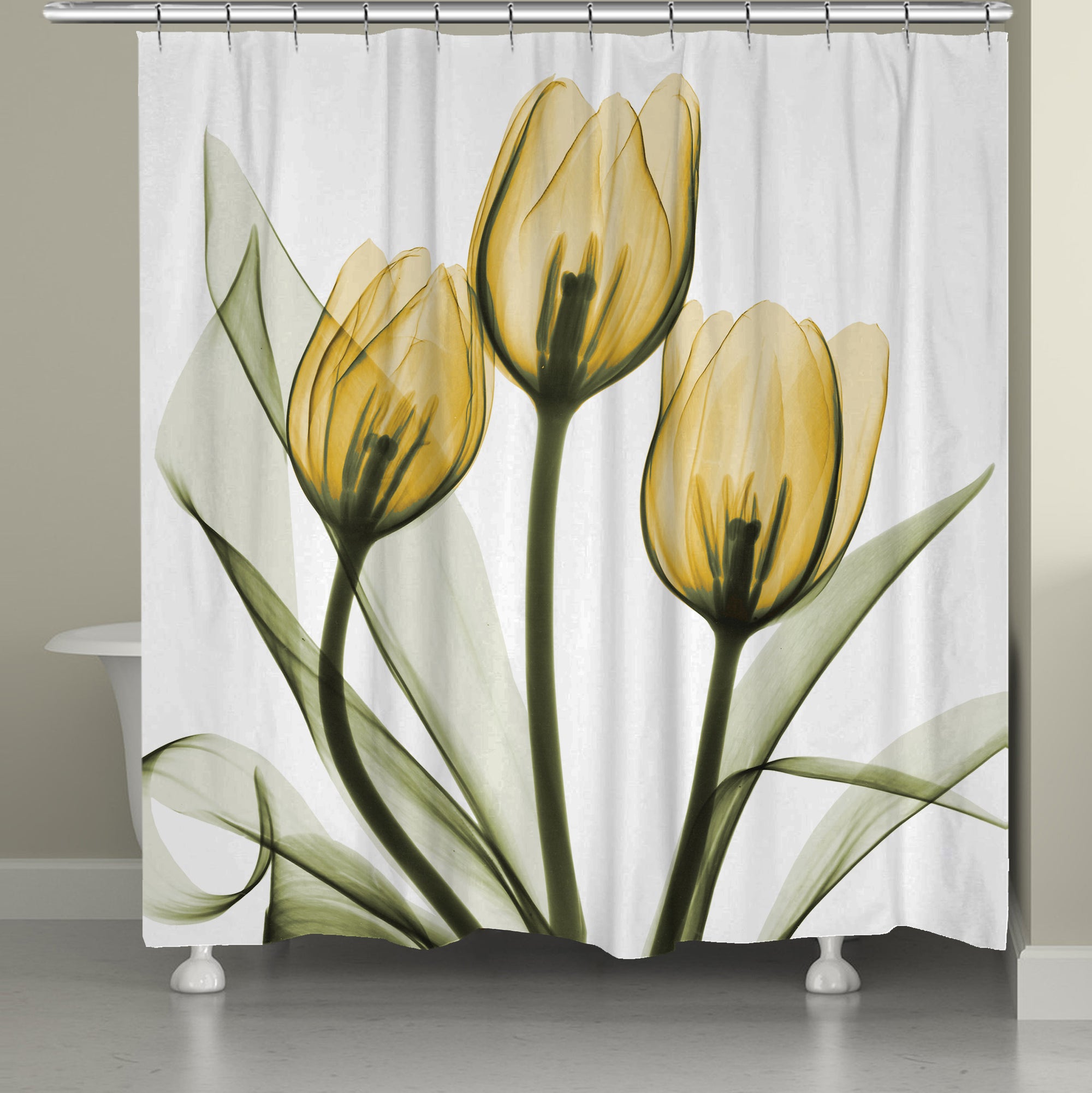 Golden X-Ray Tulips Shower Curtain