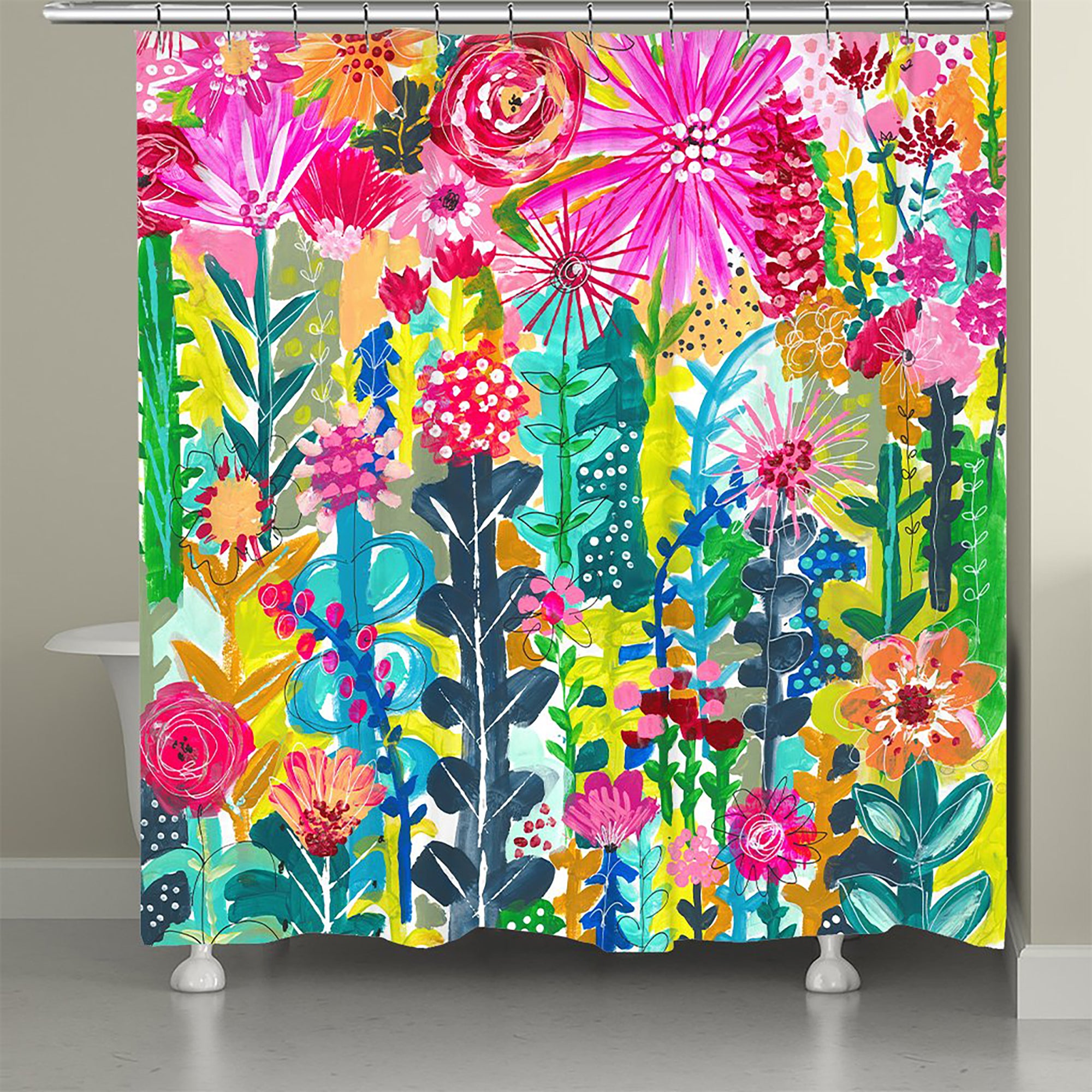 Vivid Floral Cluster Shower Curtain