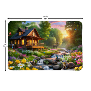 Majestic Cabin on Stream Memory Foam Rug