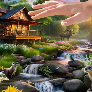 Majestic Cabin on Stream Memory Foam Rug