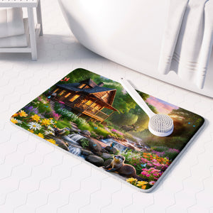 Majestic Cabin on Stream Memory Foam Rug