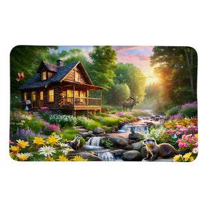 Majestic Cabin on Stream Memory Foam Rug