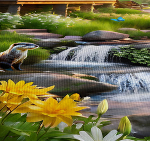 Majestic Cabin on Stream Shower Curtain