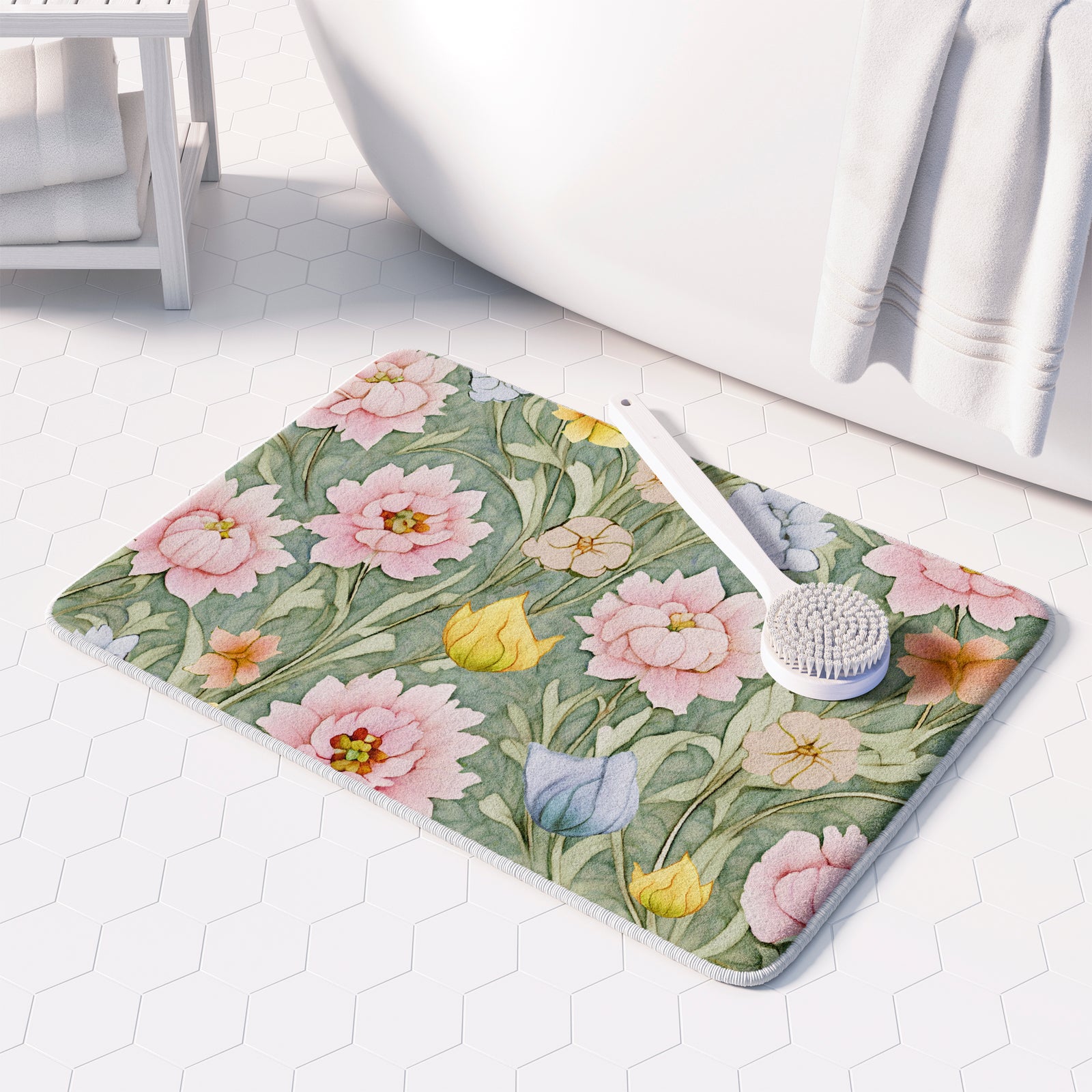 Morning Peonies Memory Foam Rug