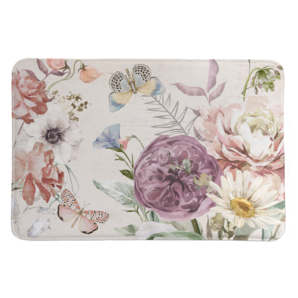 Purple Wildflower Bloom Memory Foam Rug