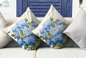 Papillon Hydrangea Blue Indoor Decorative Pillow (Set of 2)