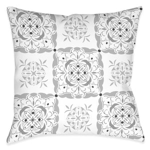 kathy ireland® HOME Peaceful Elegance Medallion Gray Outdoor Decorative Pillow