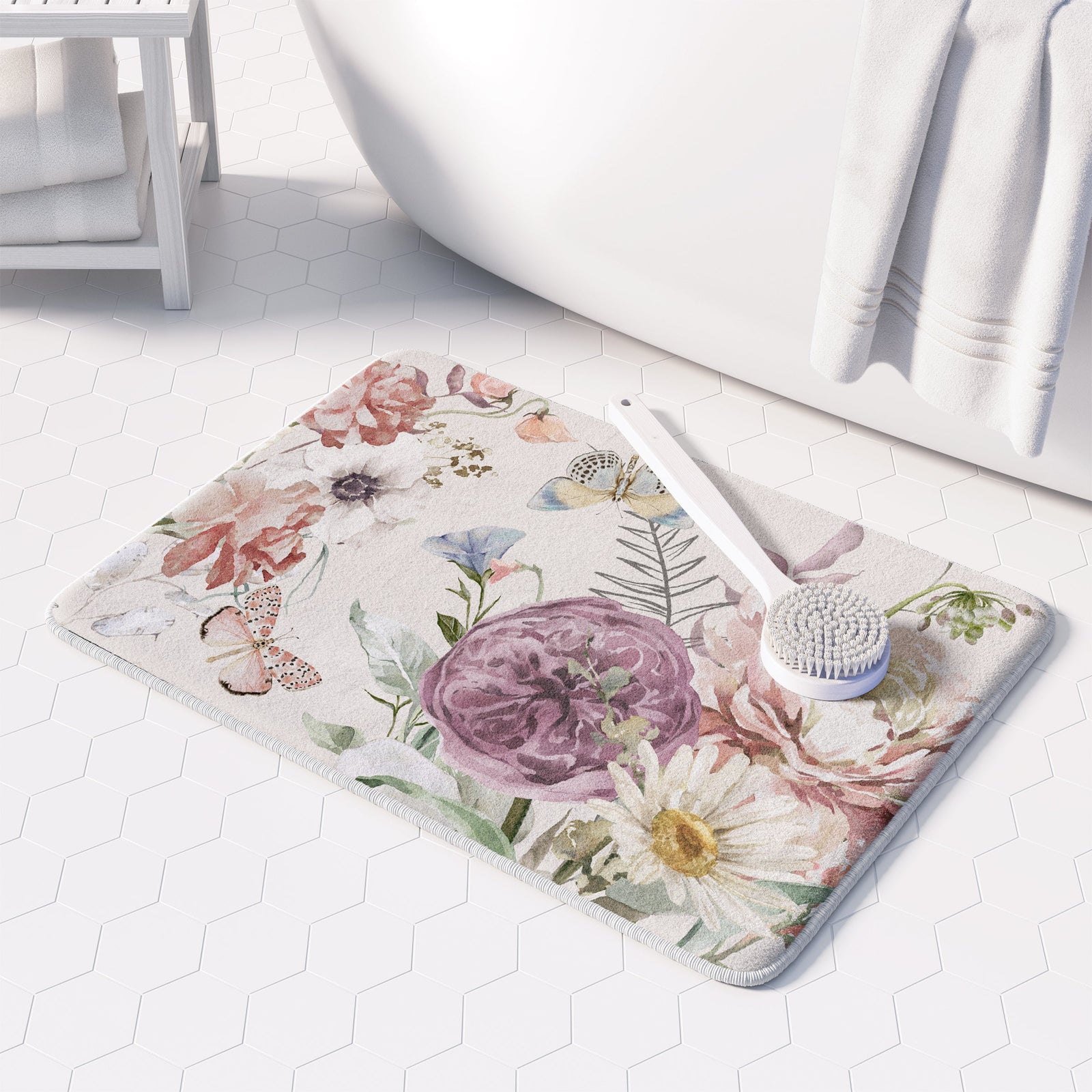 Purple Wildflower Bloom Memory Foam Rug