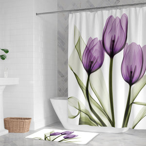 Purple X-ray Tulips Shower Curtain