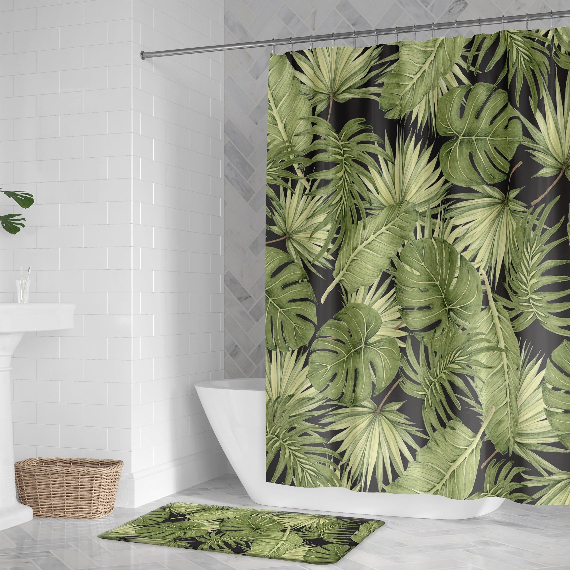 kathy ireland® HOME Sophisticated Palm Shower Curtain