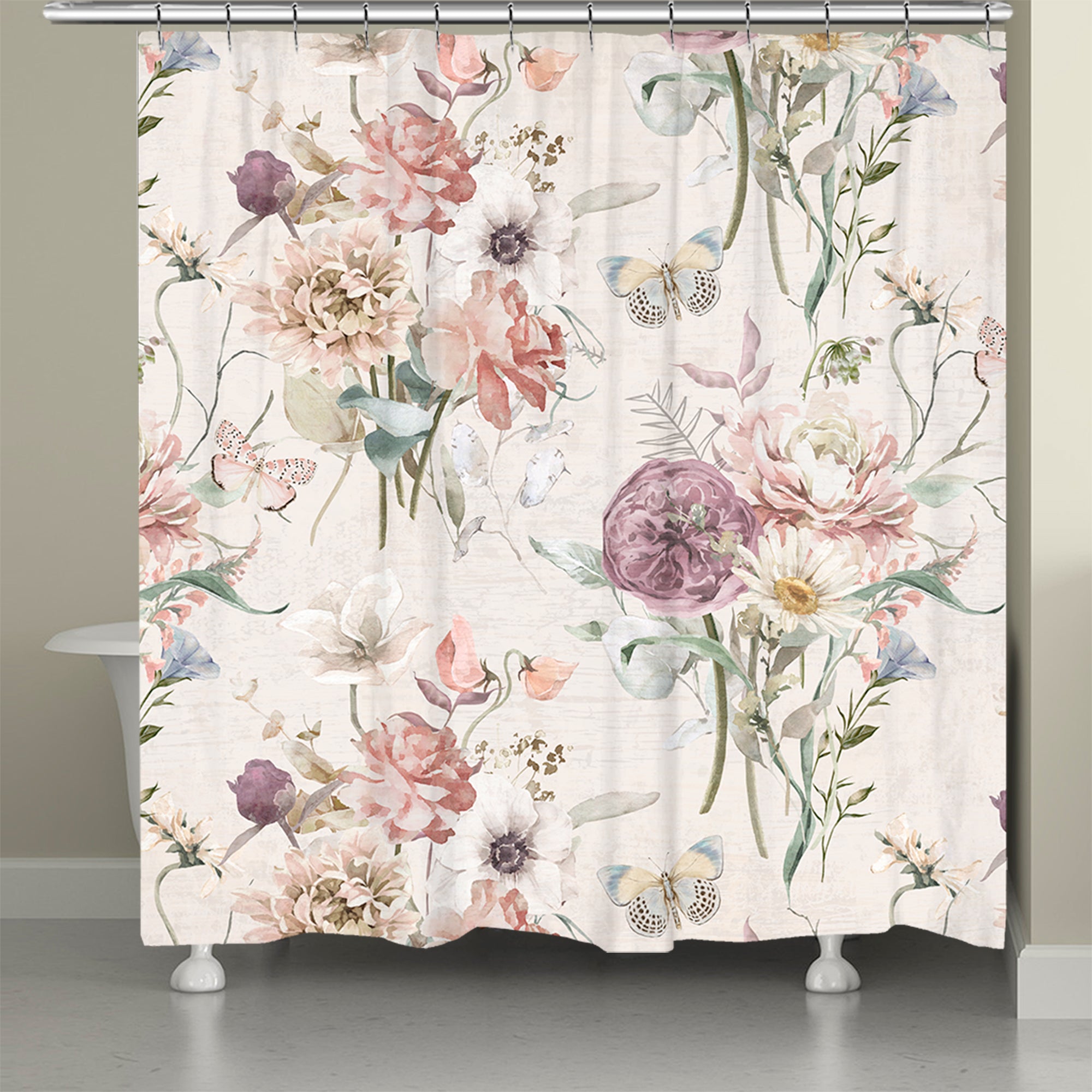 kathy ireland® HOME Scattered Wildflowers Shower Curtain