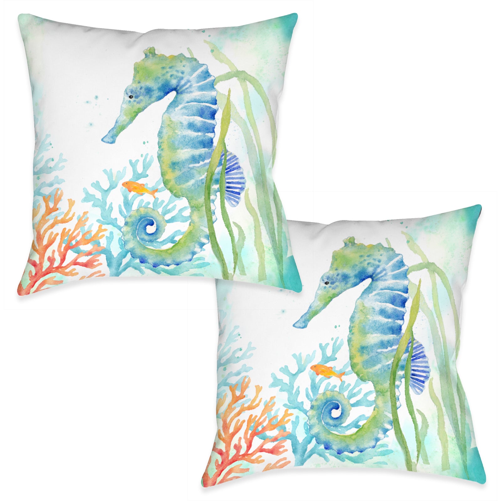Sea Life Seahorse Indoor Decorative Pillow (Set of 2)