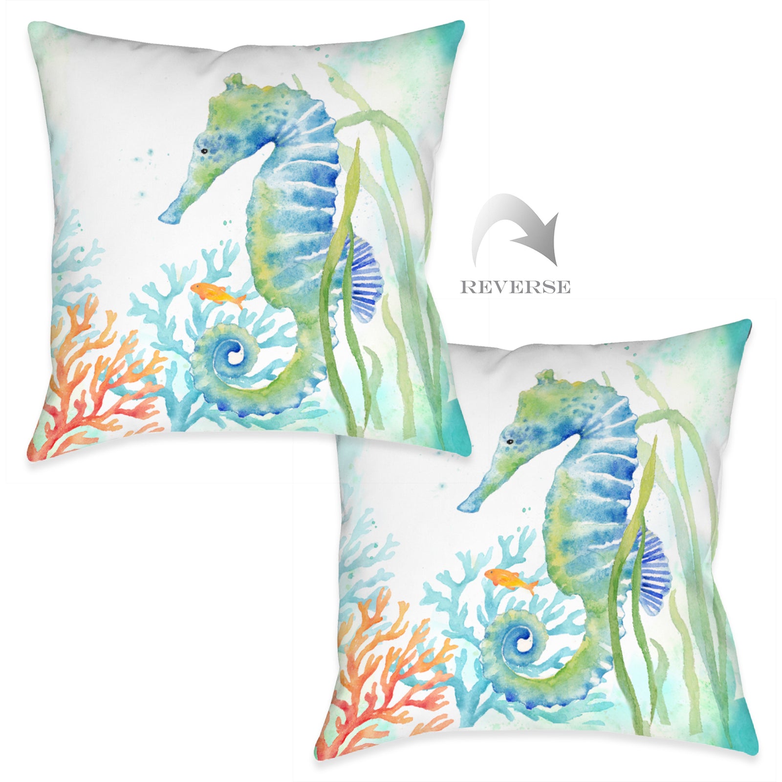 Sea Life Seahorse Indoor Decorative Pillow (Set of 2)