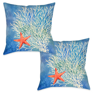 Coral Starfish Splash Indoor Decorative Pillow (Set of 2)
