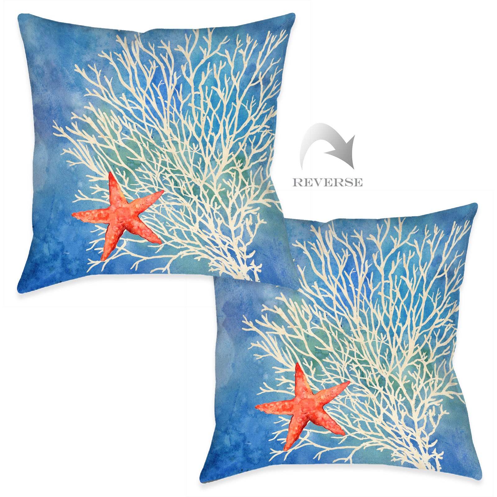 Coral Starfish Splash Indoor Decorative Pillow (Set of 2)