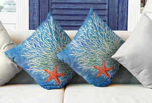 Coral Starfish Splash Indoor Decorative Pillow (Set of 2)