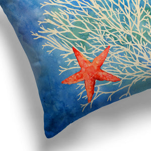 Coral Starfish Splash Indoor Decorative Pillow (Set of 2)