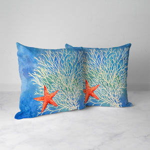Coral Starfish Splash Indoor Decorative Pillow (Set of 2)