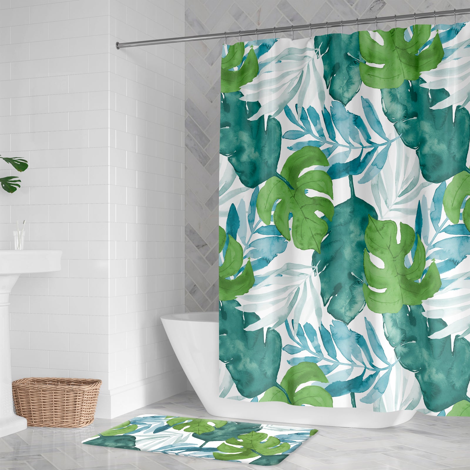 Serene Summer Palm Shower Curtain