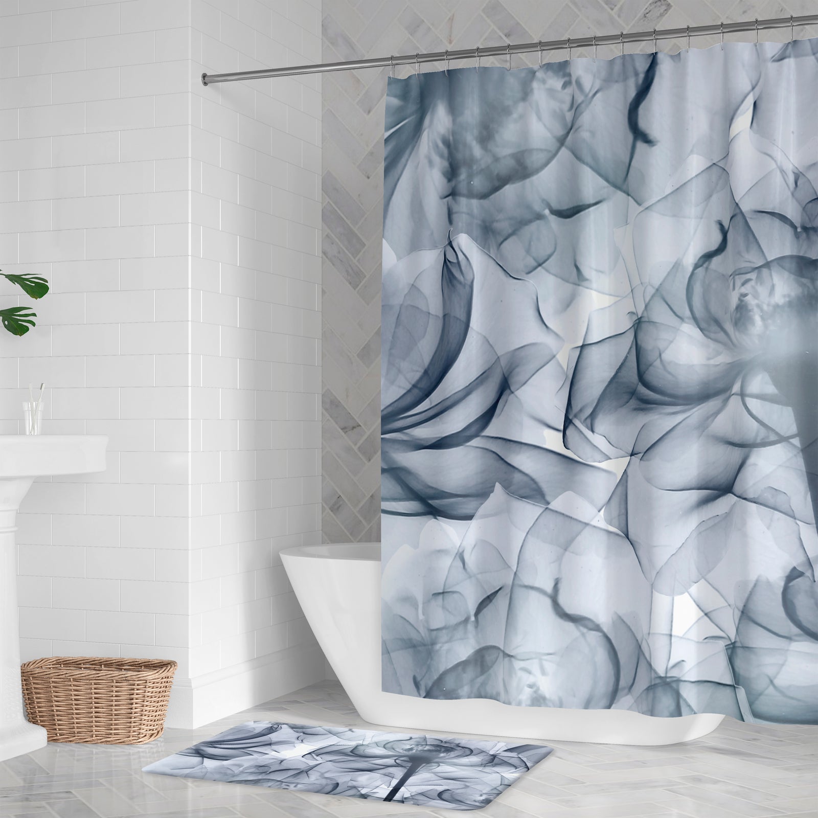 Translucent Flowers Shower Curtain