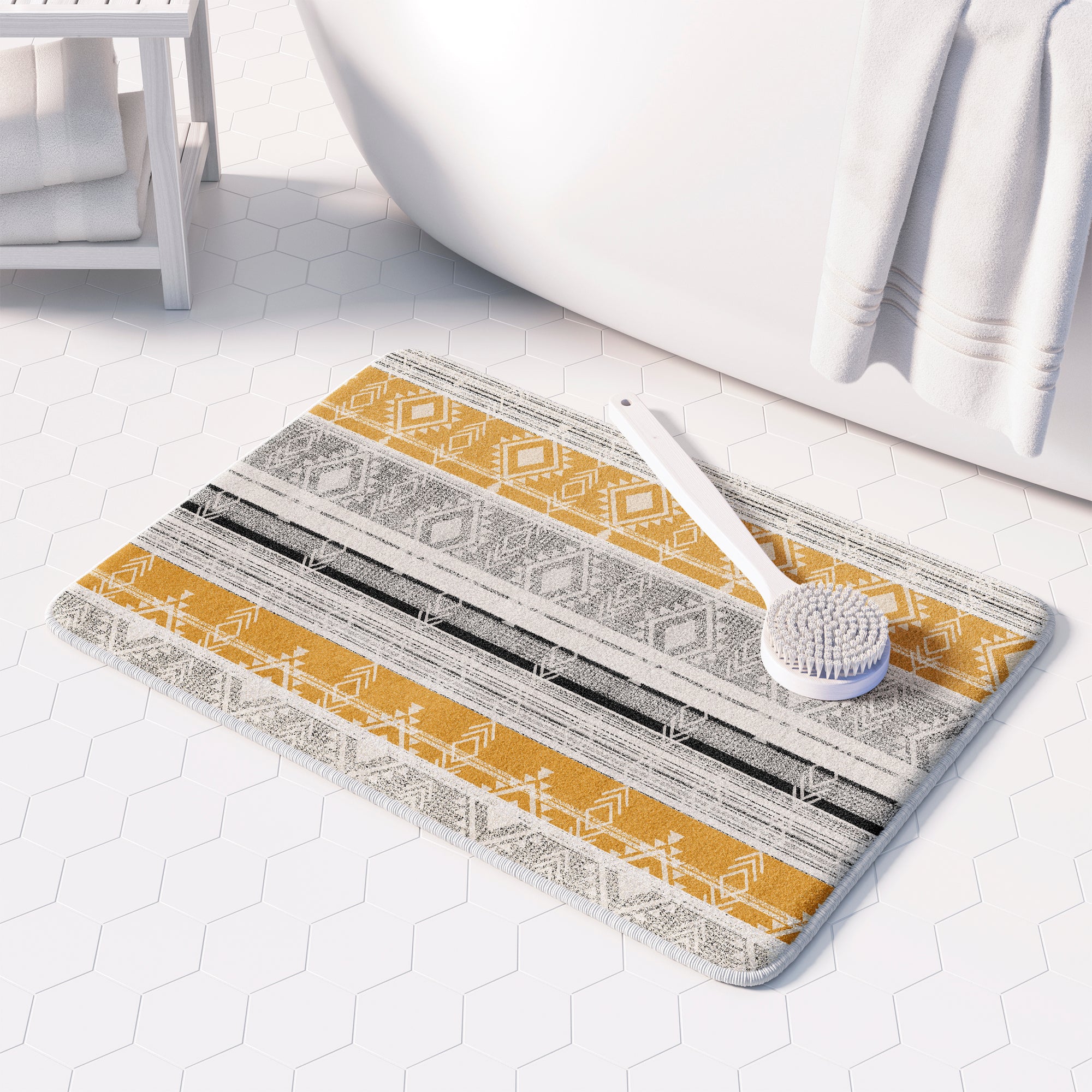 Sierra Black and Mustard I Memory Foam Rug