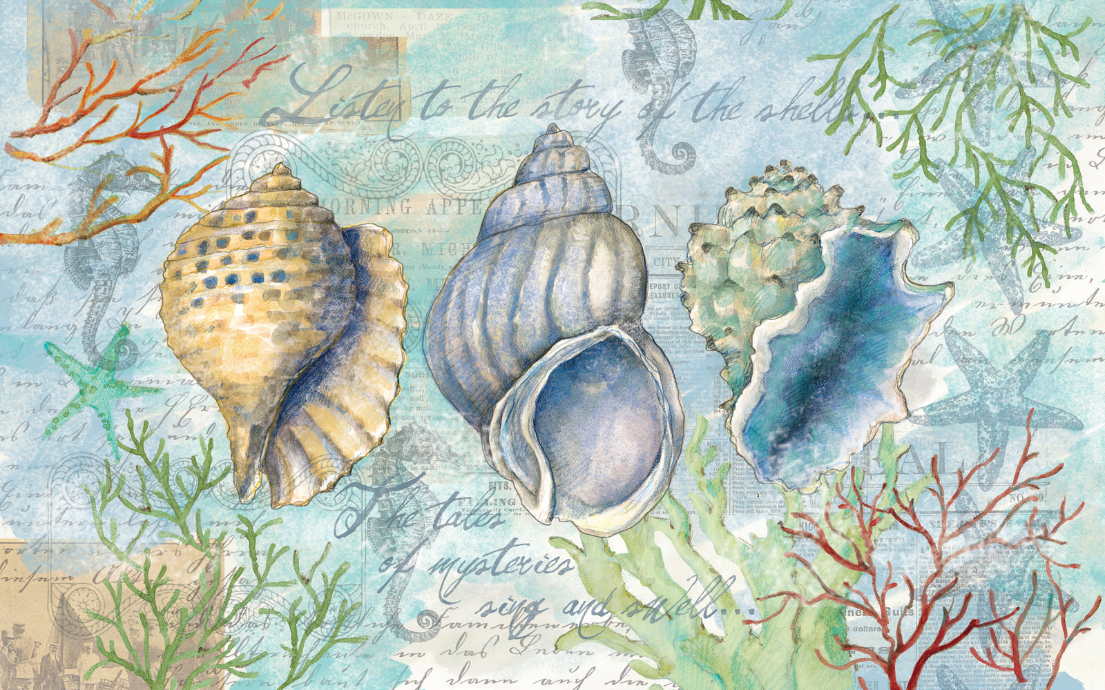 Sketchbook Shells Anti-Fatigue Kitchen Mat