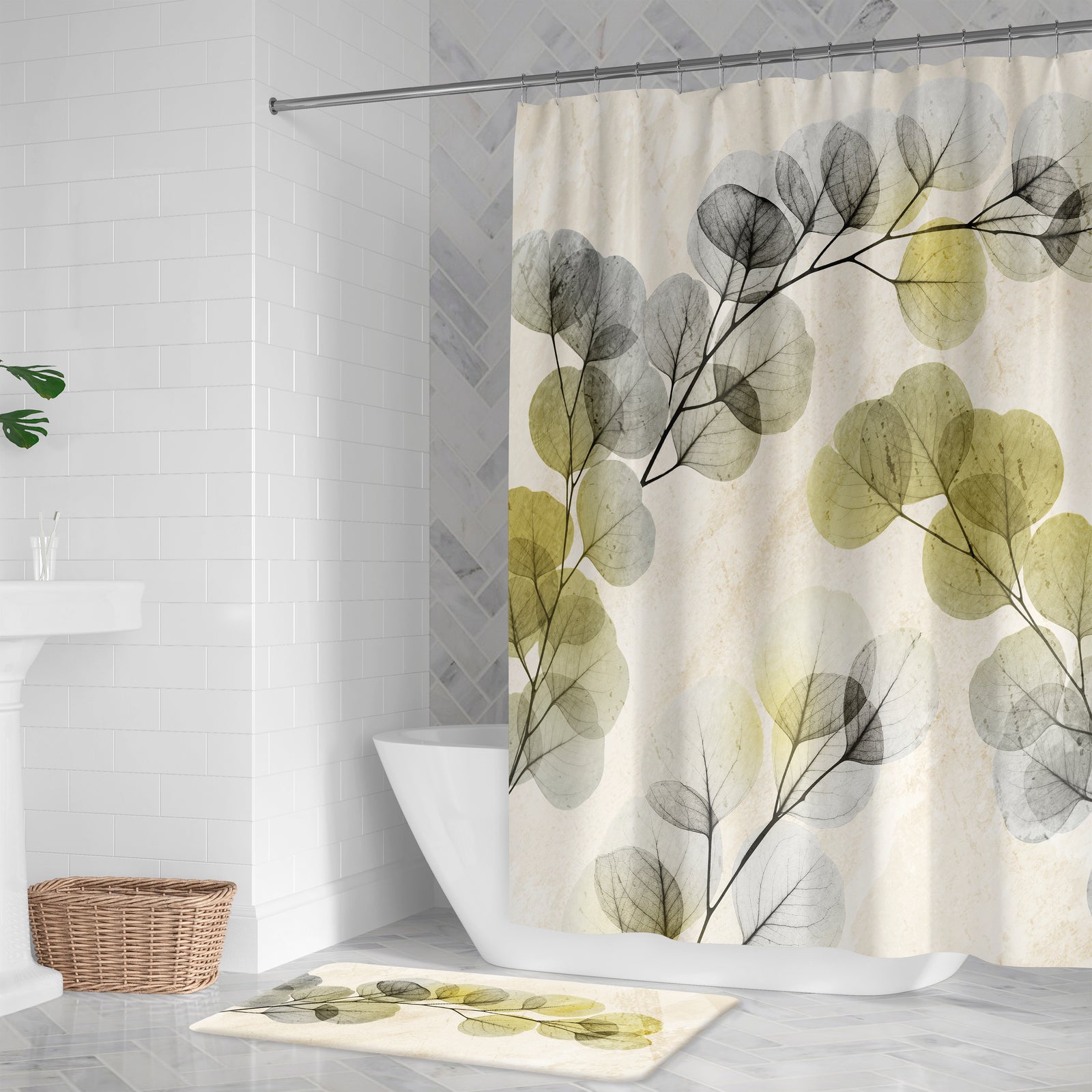 Smoky X-Ray of Eucalyptus Leaves Shower Curtain