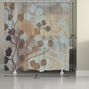 Spa Blue and Gold Shower Curtain