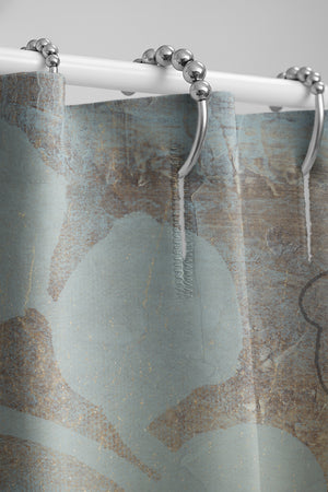 Spa Blue and Gold Shower Curtain