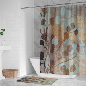 Spa Blue and Gold Shower Curtain