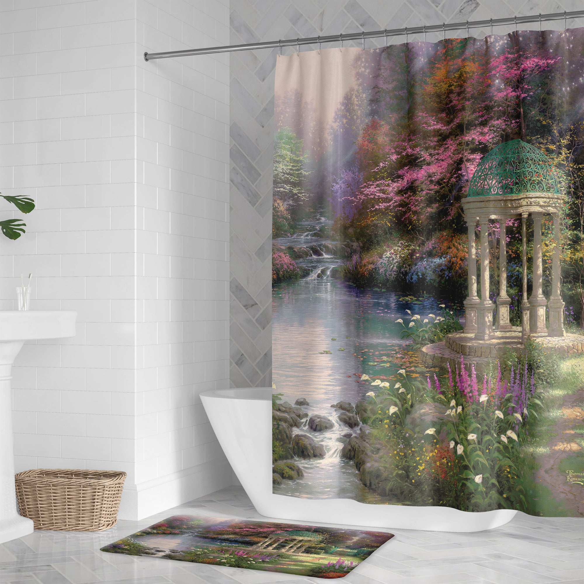 Deer on Sunset Lake Shower Curtain - Laural Home
