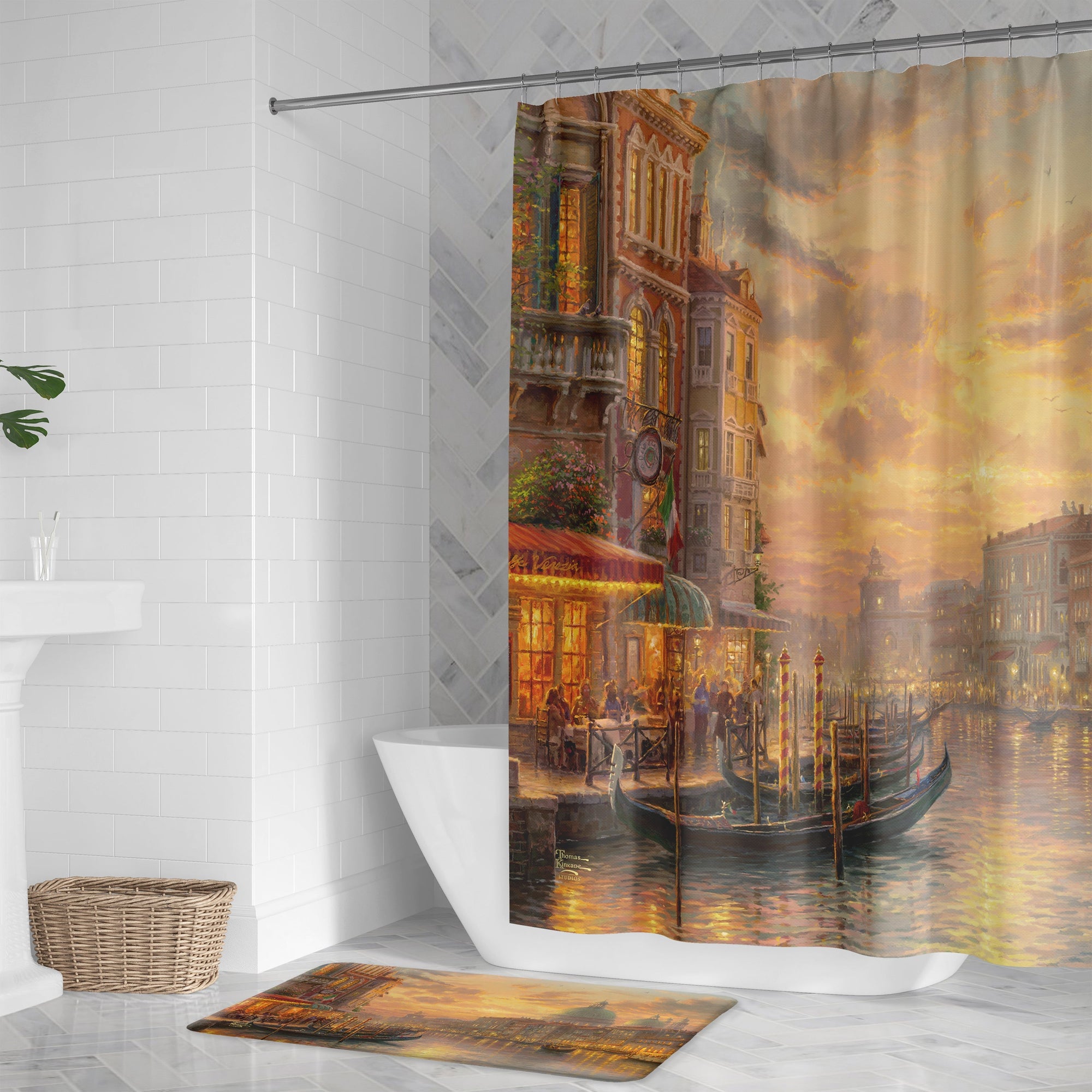 Thomas Kinkade Venetian Café Shower Curtain