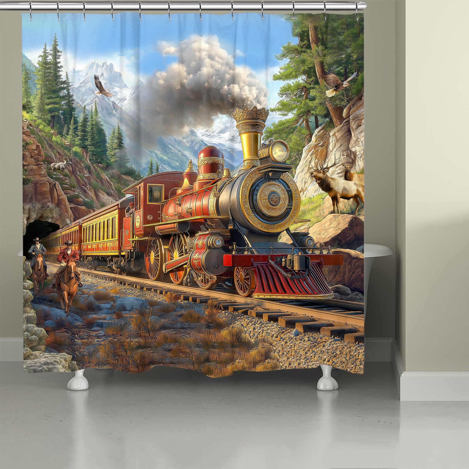Thomas' Western Train Shower Curtain