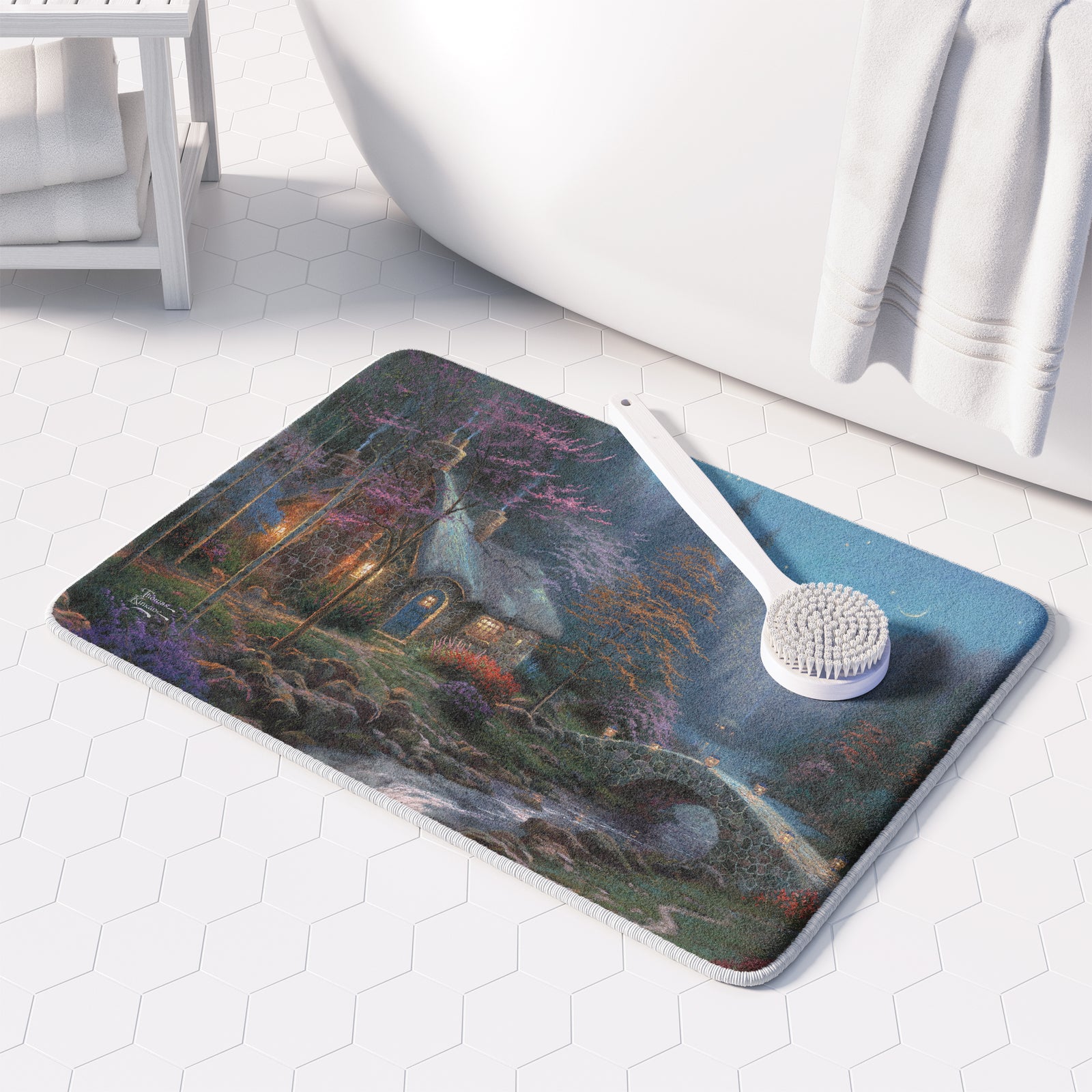 Thomas Kinkade Twilight Cottage Memory Foam Rug