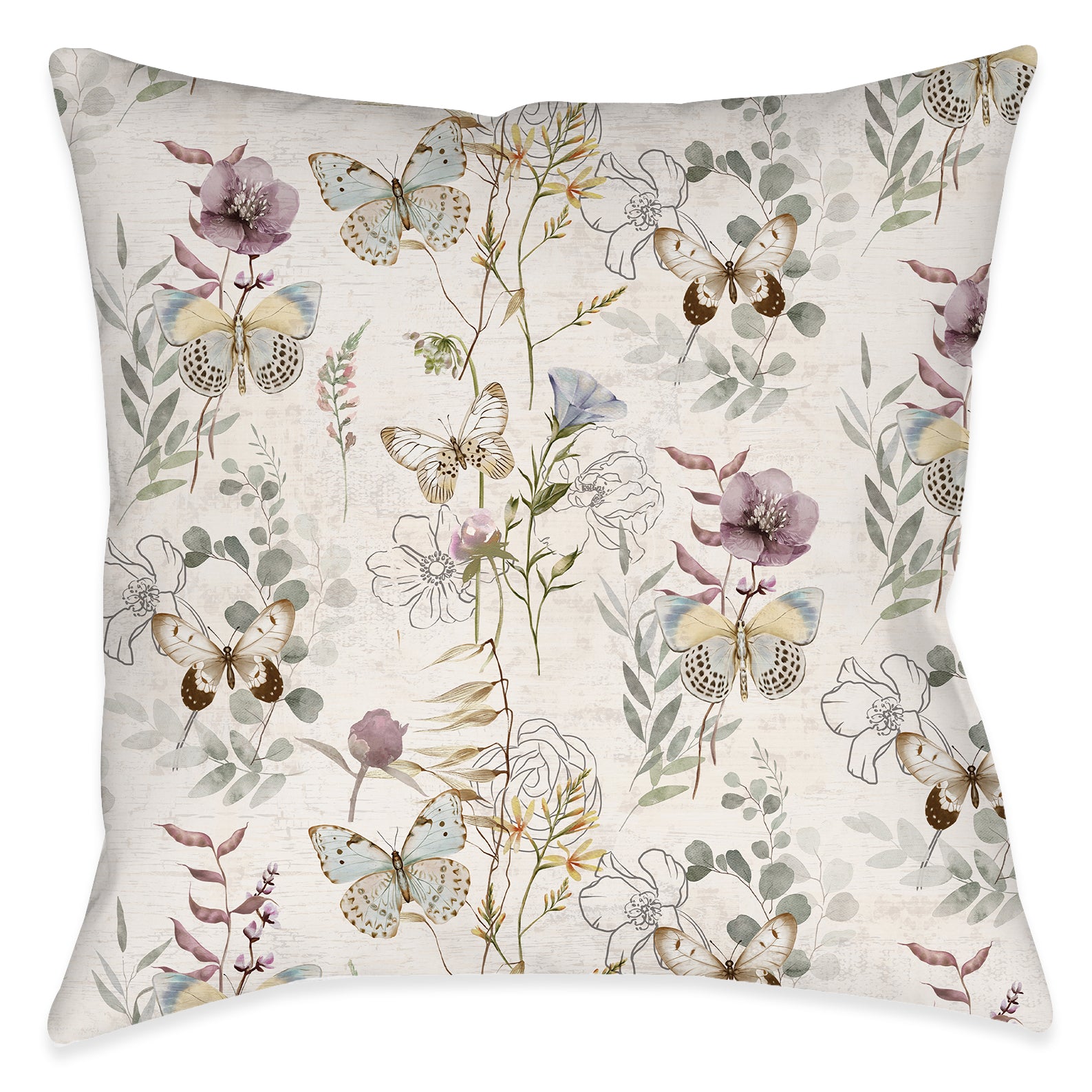 kathy ireland® HOME Wildflower Butterflies Indoor Decorative Pillow