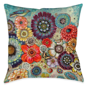 Blue Bird Boho Indoor Decorative Pillow