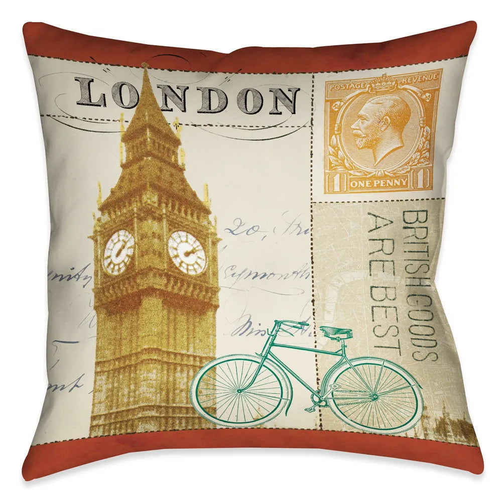 Postcard From London II Indoor Decorative Pillow