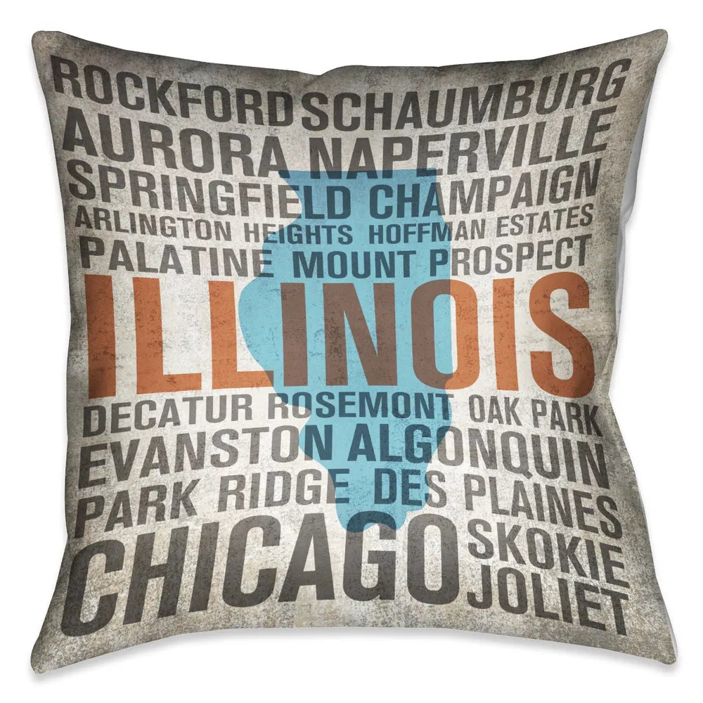 States - Illinois Indoor Decorative Pillow