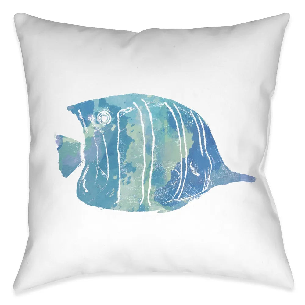 Watercolor Fish I Outdoor Decorative Pillow
