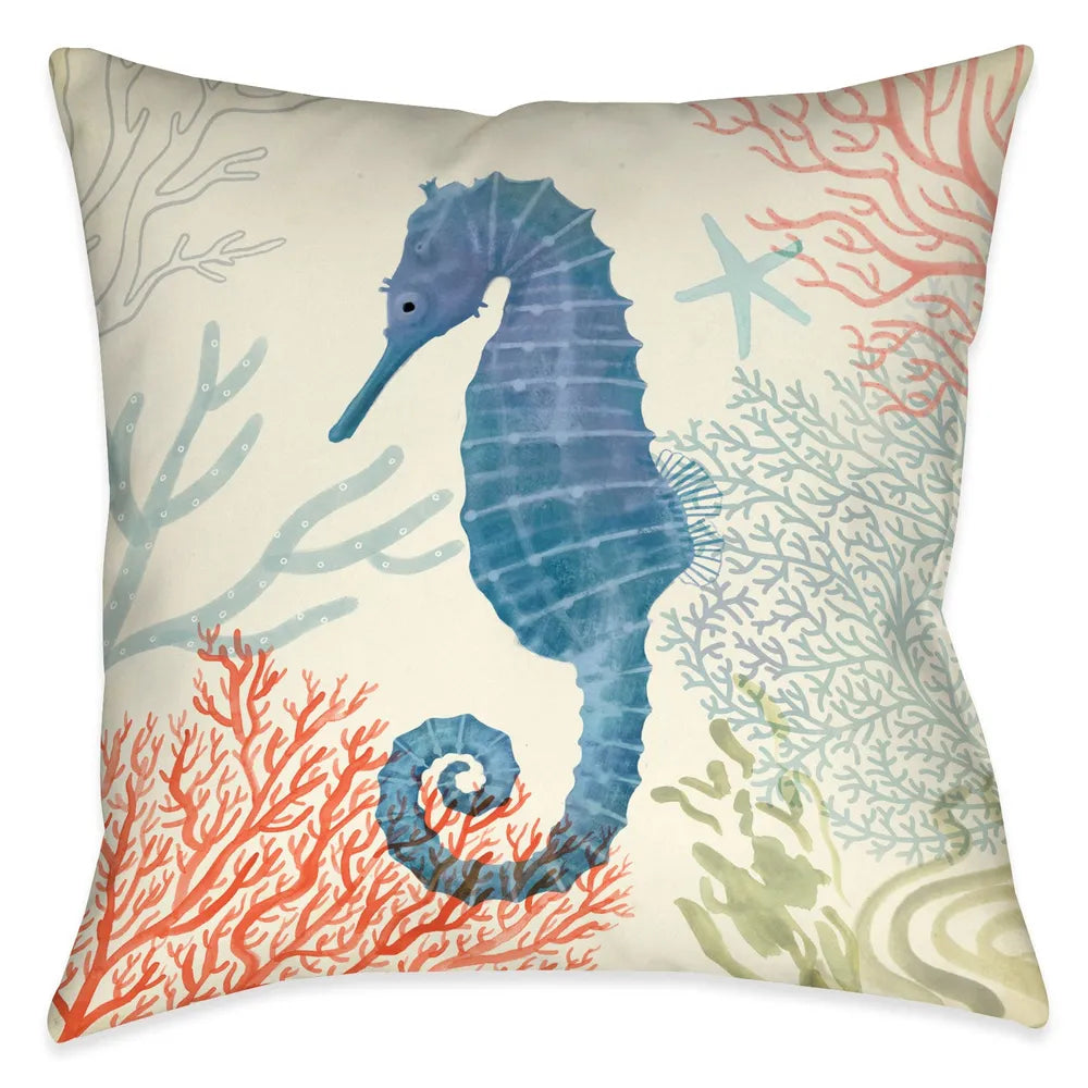 Ocean Whimsy Seahorse Indoor Decorative Pillow