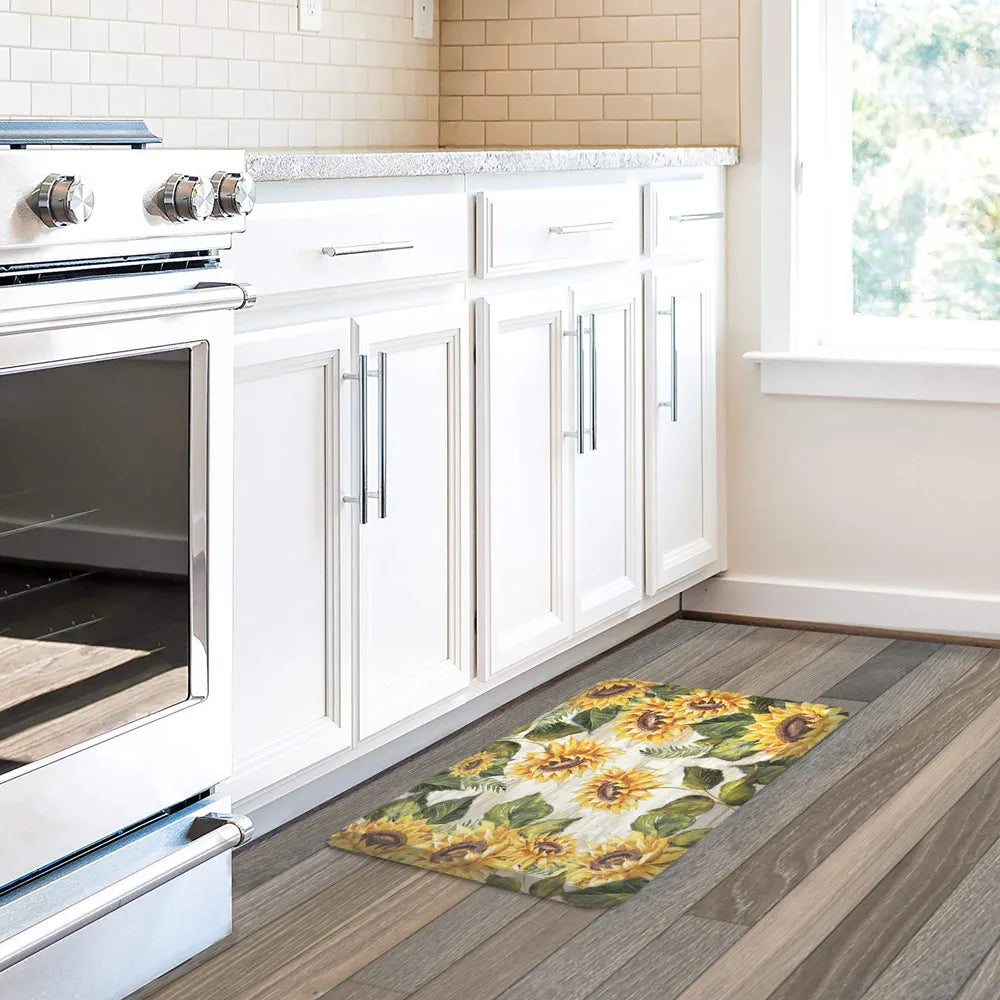 Sunflowers On Shiplap Anti-Fatigue Kitchen Mat