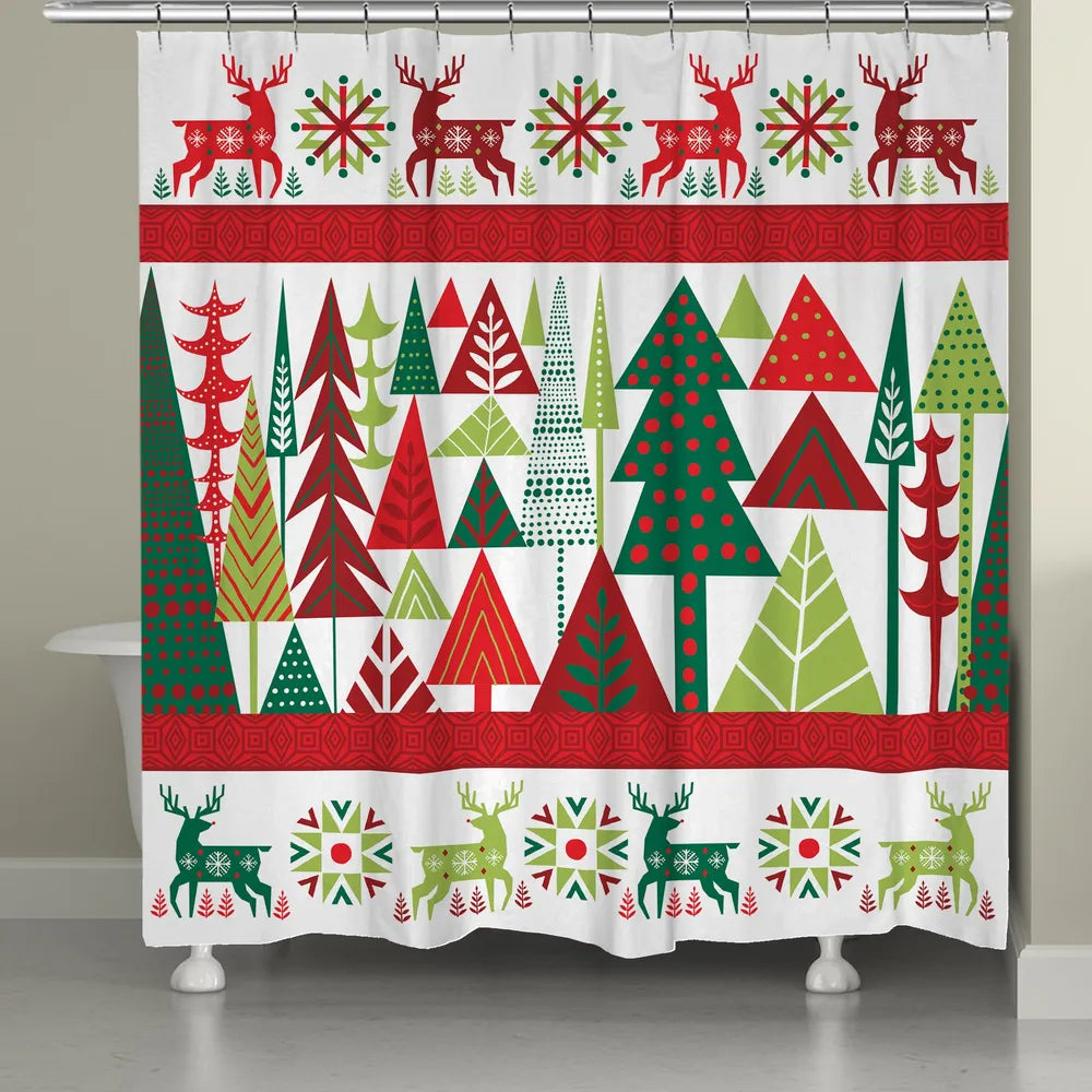 Geometric Christmas Shower Curtain 