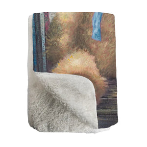 Thomas Kinkade A Trusted Friend, Blue Bell Sherpa Throw Blanket
