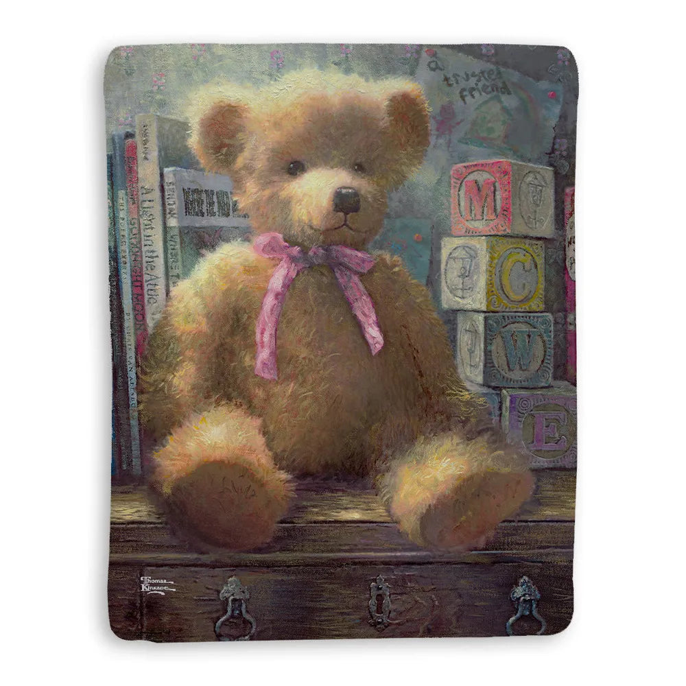 Thomas Kinkade A Trusted Friend, Rose Bud Sherpa Throw Blanket