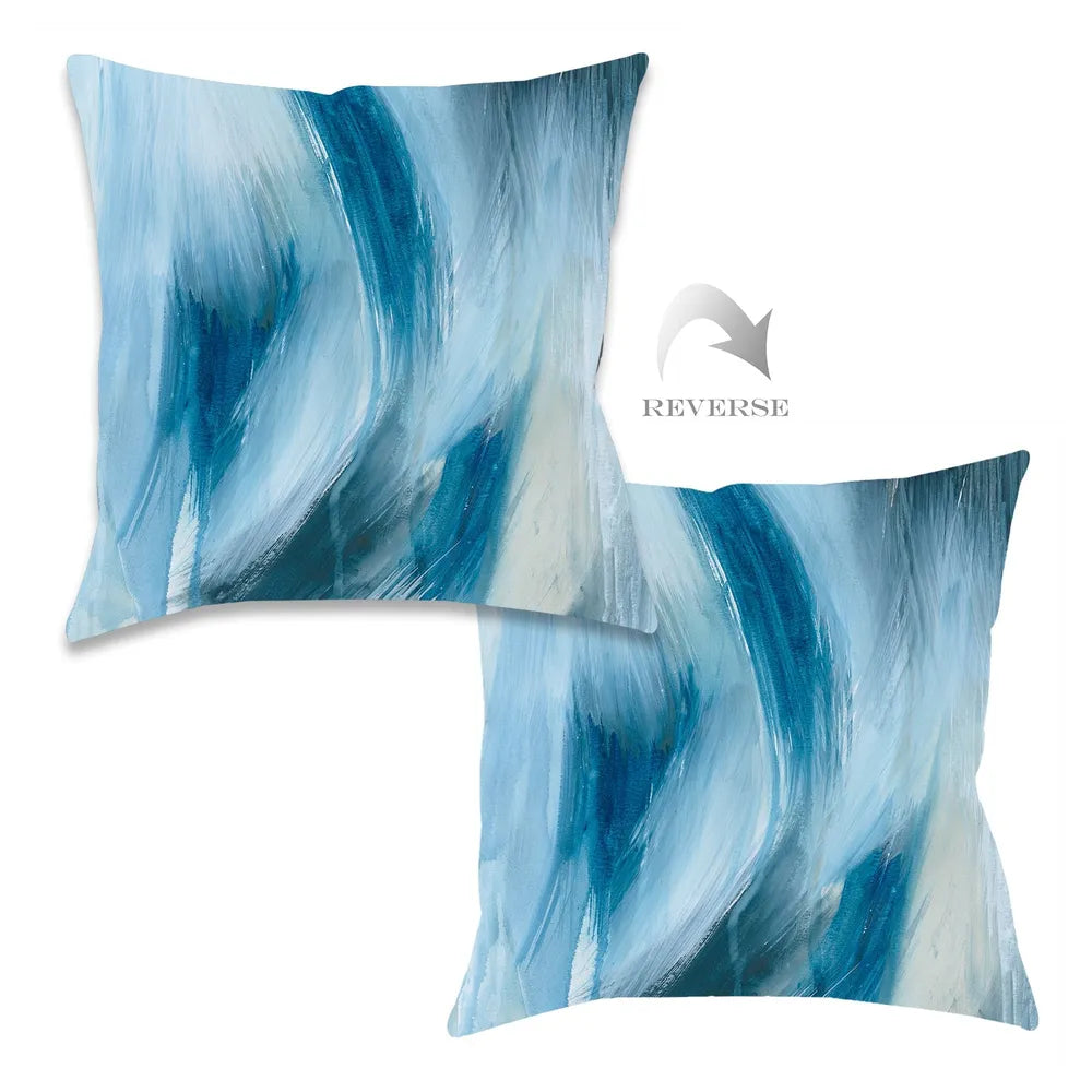 kathy ireland® HOME Abstract Blues I Outdoor Decorative Pillow