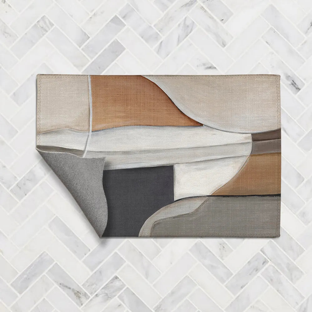 Abstract Natural Canvas Chenille Accent Rug