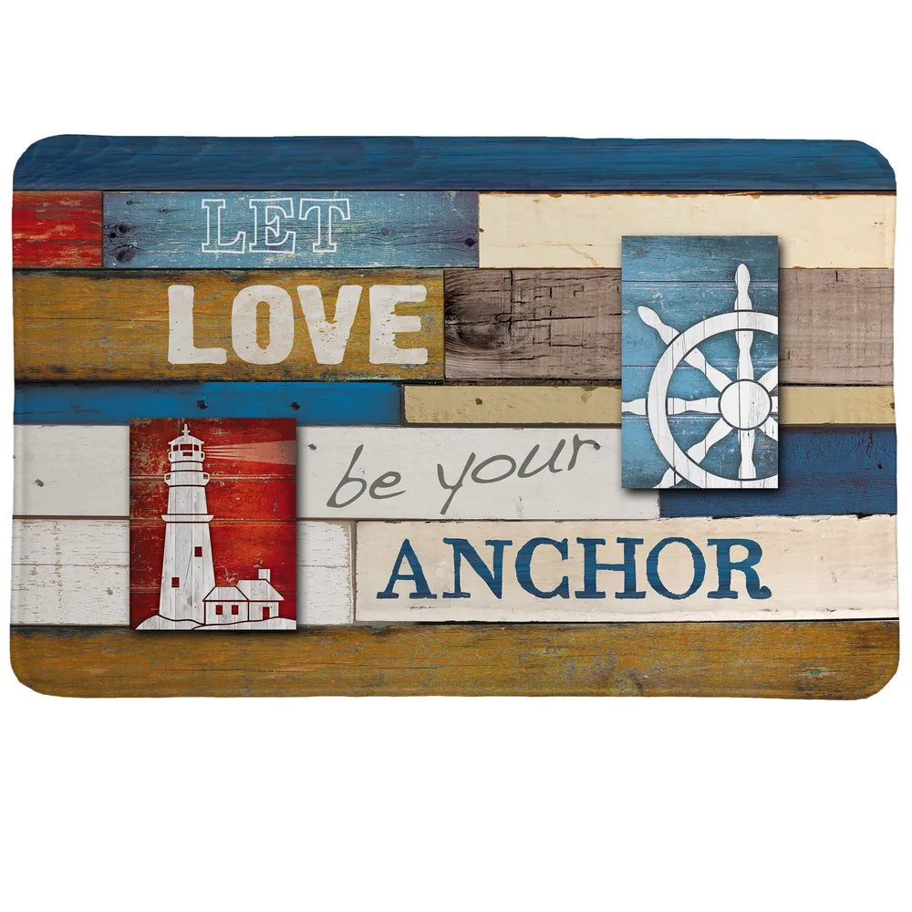Nautical Anchor Inspiration Memory Foam Rug uses a salvaged wood design to offset the perfect love mantra.