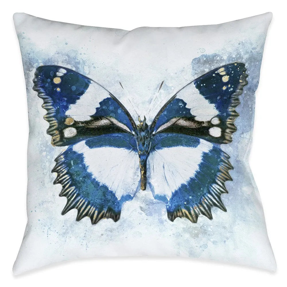 Artful Butterfly Blues Outdoor Decorative Pillow
