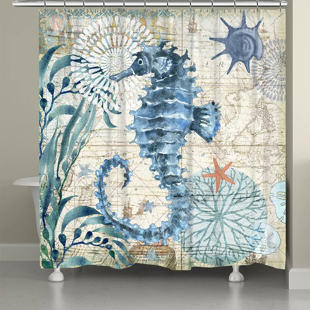 Shower Curtain Tagged navy - Laural Home