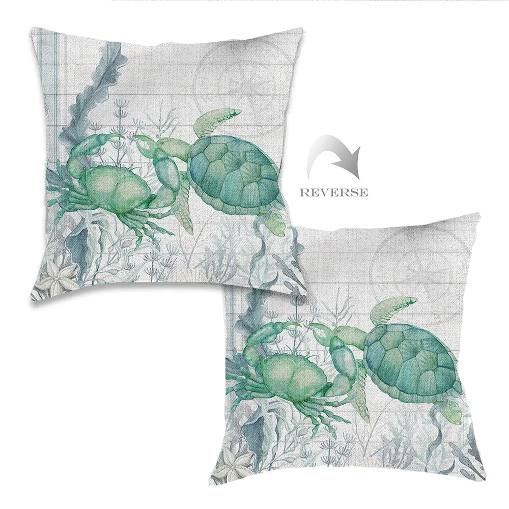Beach Therapy Turtle Indoor Woven Decorative Pillow